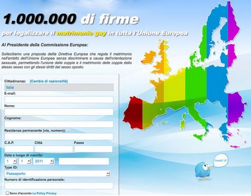 1 milione di firme per legalizzare il matrimonio gay nell'Unione Europea Cultura Gay 