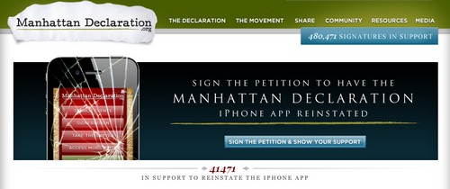 Manhattan Declaration: gruppi cristiani rivogliono l'applicazione anti-gay per iPhone Cultura Gay Lifestyle Gay 