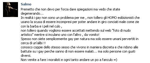 Salmo: "Non tollero gli HOMO esibizionisti" Cultura Gay Omofobia Primo Piano 