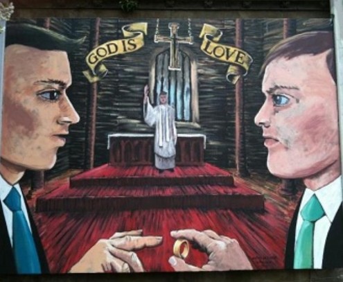 Edimburgo, una chiesa episcopale scozzese presenta un murales di un matrimonio gay Cultura Gay 