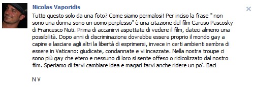 Outing, Nicolas Vaporidis: "Dovrebbe essere proprio il mondo gay a capire e lasciare agli altri la libertà di esprimersi" Cinema Gay 